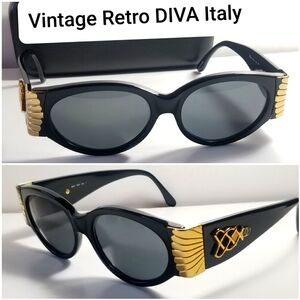 Amazing Rare vintage Diva Italy Retro Mod Vogue Celebrity Statement Sunglasses